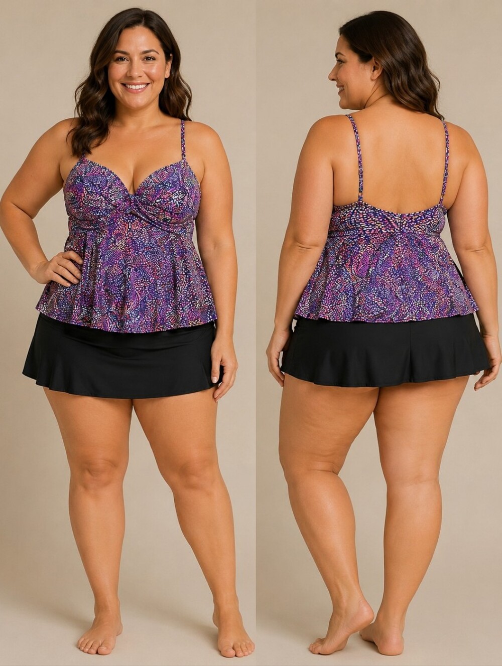 🌹Christina Multicolor Patterned Swim Top, Size 14.